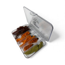 Load image into Gallery viewer, Fishing fly box with flies inside on a white background