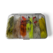Load image into Gallery viewer, 12 Piece Bass Patterns Articulated Streamer Assortment With Fly Box- Strike Fly Company