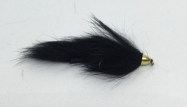 One Dozen (12) - Conehead Forage Fish - Black - Streamer