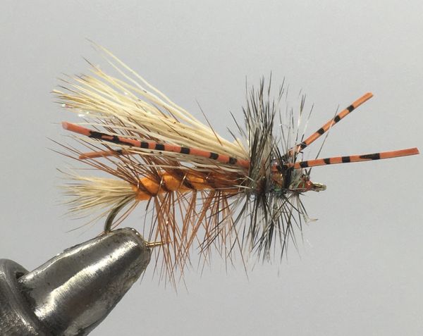 One Dozen (12) - Rubber Legged Crystal Stimulator - Orange - Dry Fly