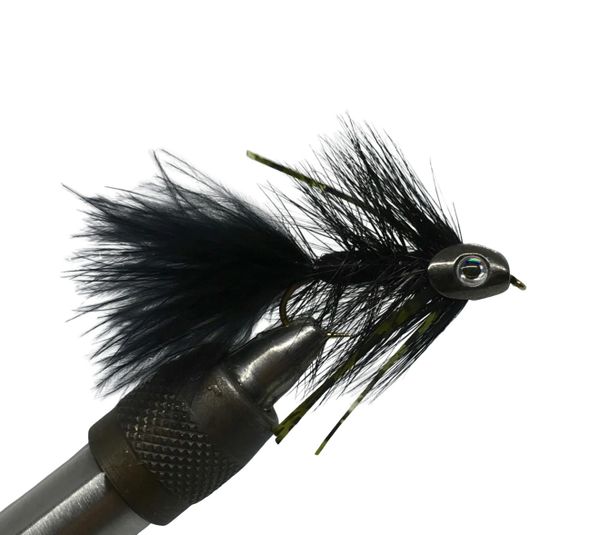 Six (6) - Fish Skull Bugger - Black - Streamer