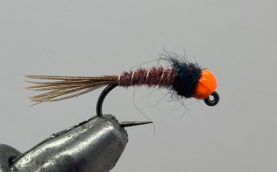 Tungsten Beadhead Jig Pheasant Tail - Hotspot - Orange