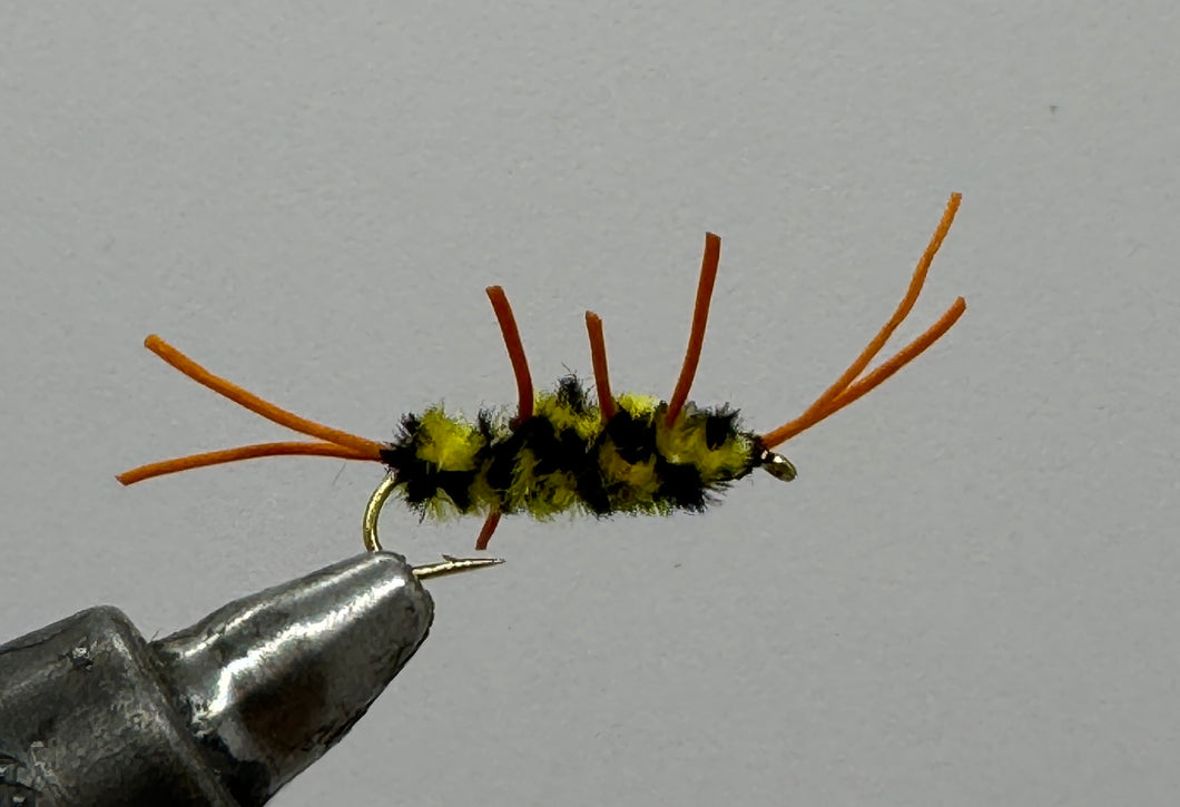 One Dozen (12) - Pat's Rubber Legs - Black/Yellow - Nymph