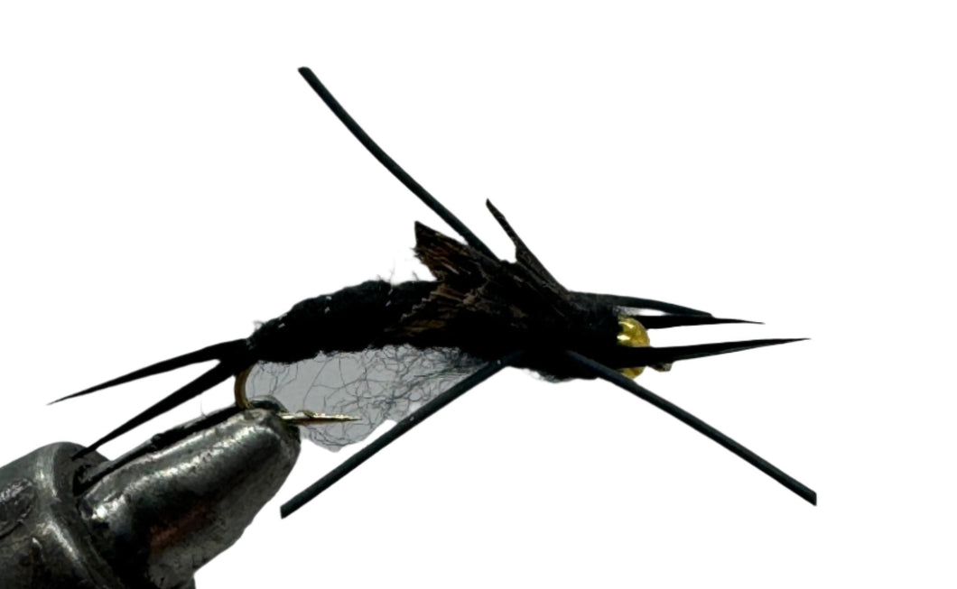 One Dozen (12) - Beadhead Kauffman Rubber Legs Stonefly - Black