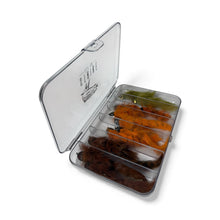Load image into Gallery viewer, Clear fishing lure box with various types of lures on a white background
