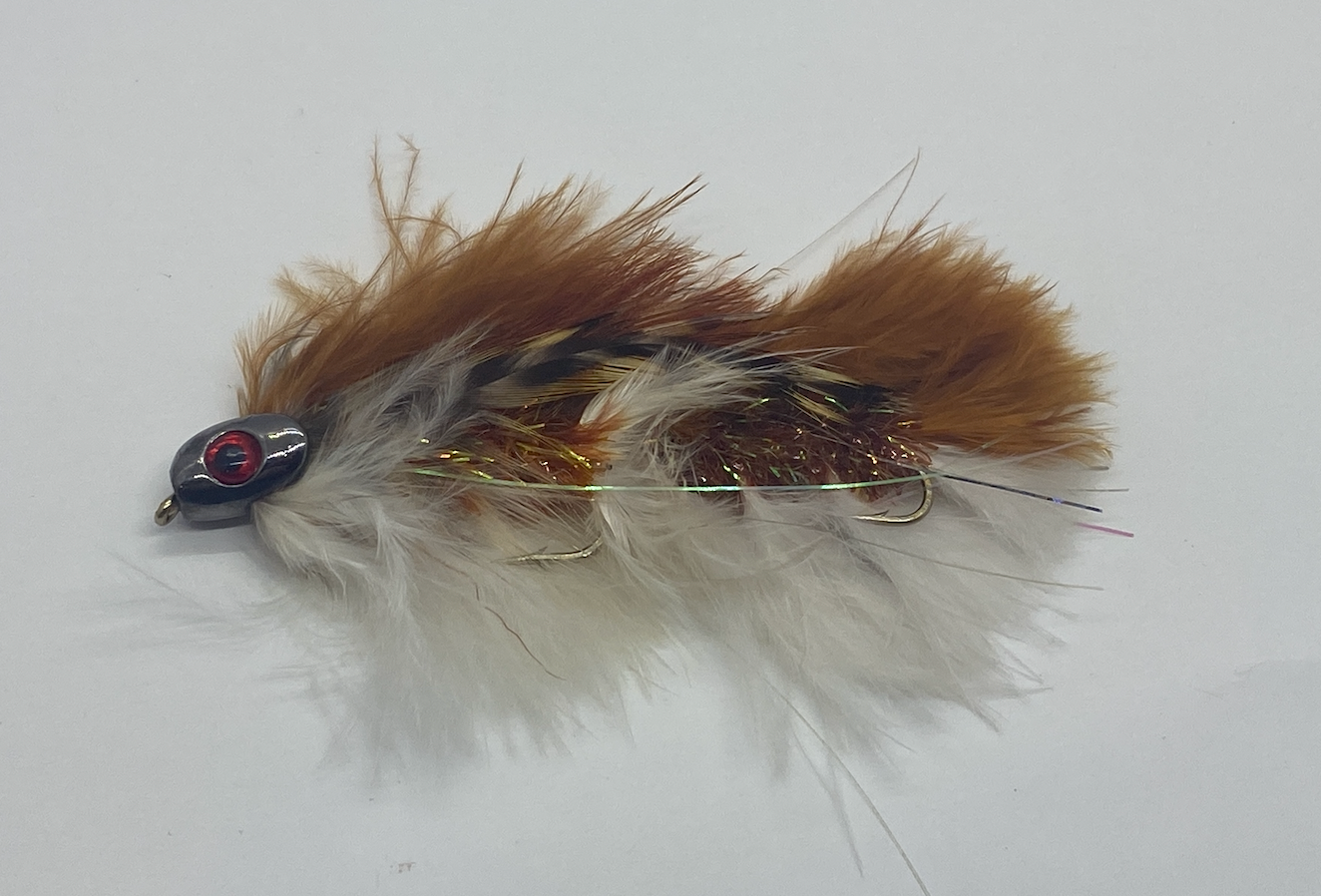 Fish Skull Barely Legal Brown/White Articulated Streamer- Strike Fly C