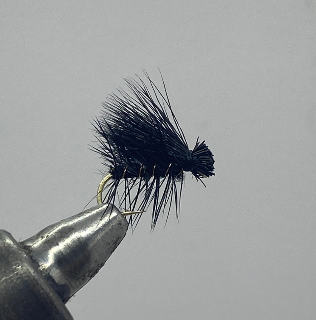 One Dozen (12) - Elk Hair Caddis - Black/Black- Dry Fly