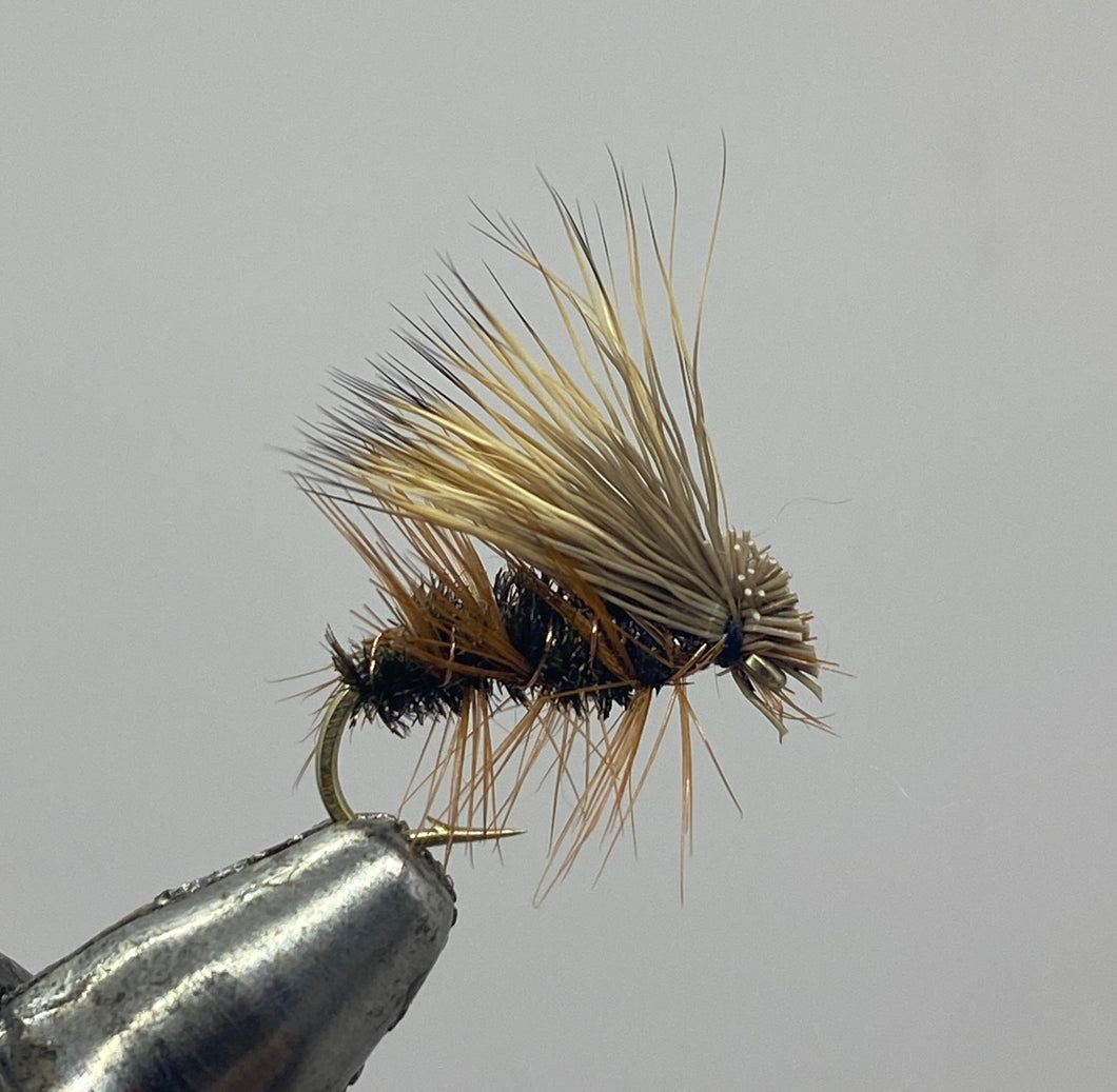 One Dozen (12) - Elk Hair Caddis - Peacock Body - Dry Fly