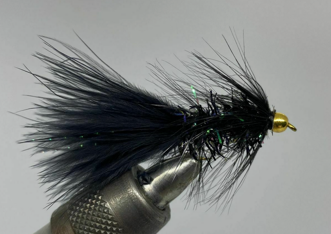 One Dozen (12) - Beadhead Crystal Bugger - Black - Streamer