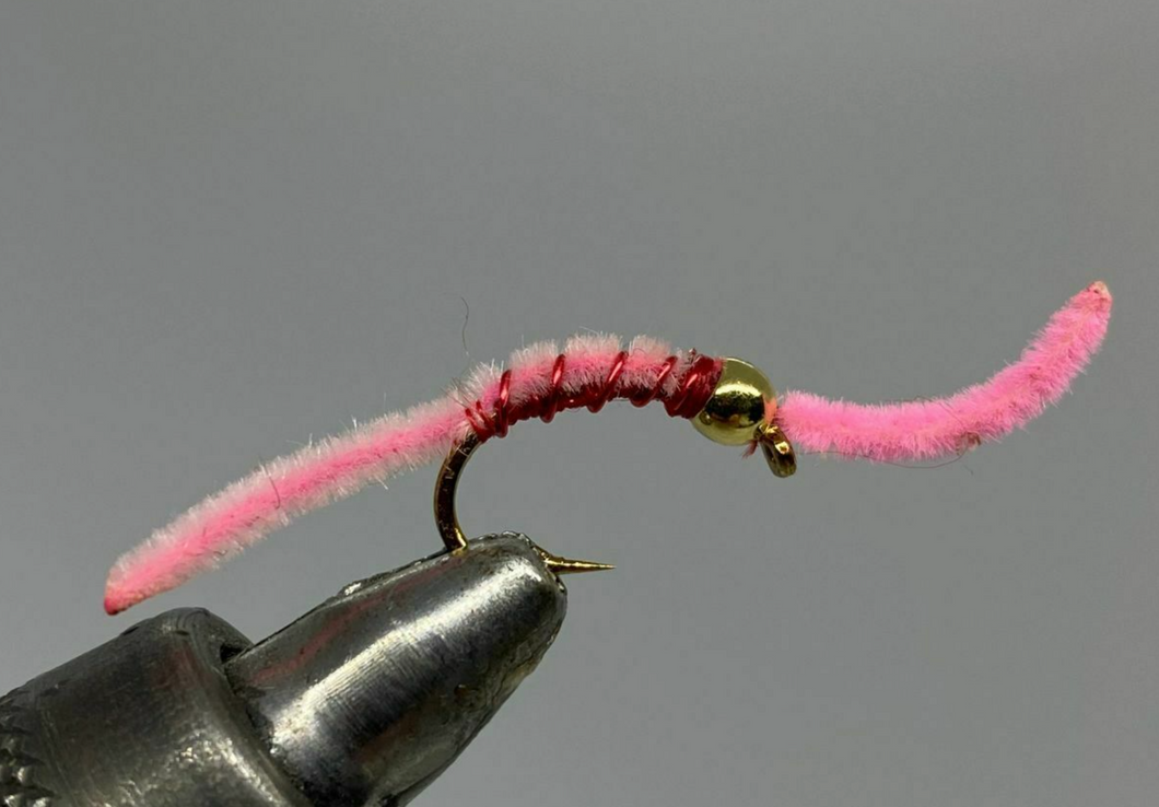 One Dozen (12) - Beadhead Fish Finder San Juan Worm - Pink - Nmyph