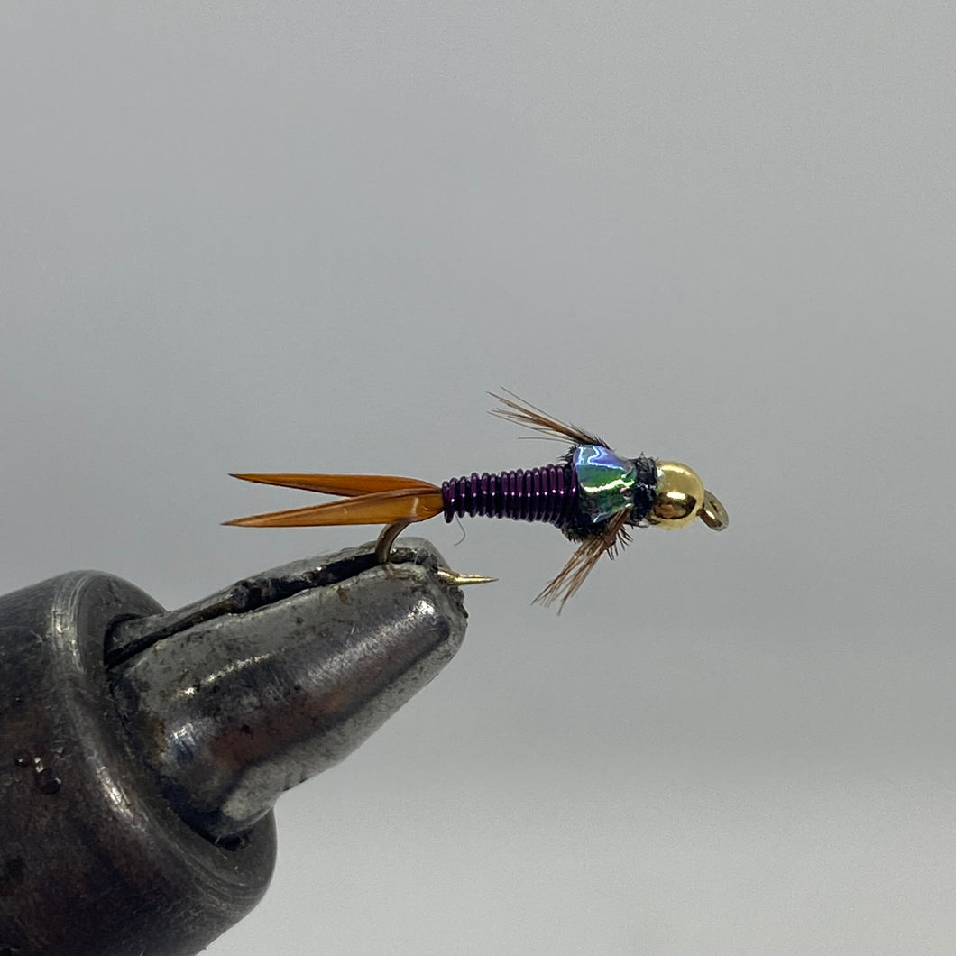 One Dozen (12) - Beadhead Copper John - Purple - Nymph