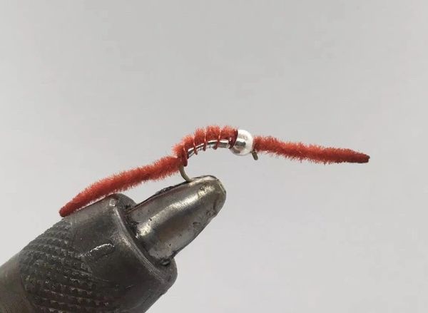 One Dozen (12) - Beadhead Fish Finder San Juan Worm - Red - Nymph
